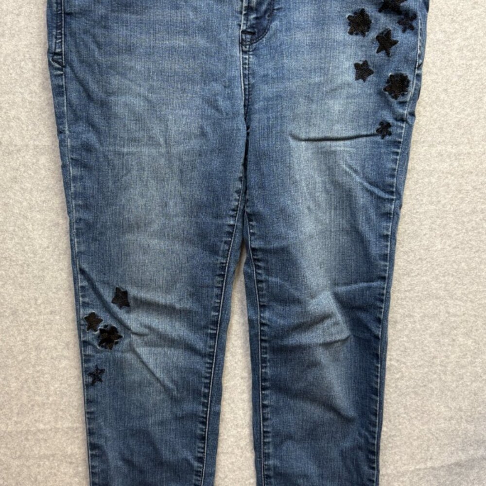 Kensie Jeans Womens Blue Floral Embroidered Denim Skinny Jeans Size 10/30